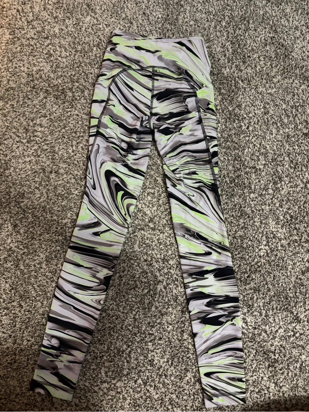 Lululemon Marble-Print Active Leggings in Green and Black